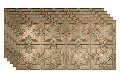 Fasade FASÄDE Regalia Decorative Vinyl 2ft x 4ft Glue Up Ceiling Panel in Copper Fantasy (5 Pack)