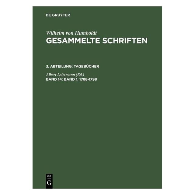 De Gruyter Band 1. 1788-1798 (Deutsch, Hardcover) (67709916)