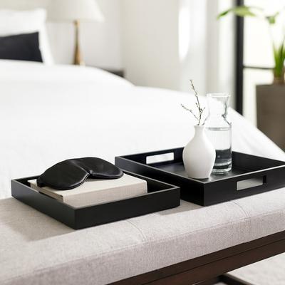 Sagebrook Home "Wood Nesting Serving Trays Set of 2 - Black, 14"" - 18.0"""