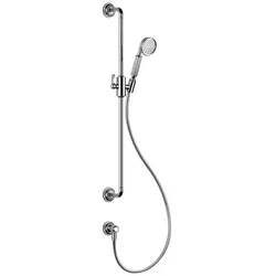 Gessi Venti20 Brausestange mit Wandanschlussbogen, gebogener Halterung u. schwenkbarem Brausehalter, Wandmontage, 1-Strahl, 1/2 Anschluss, 65142031, Farbe: Chrom