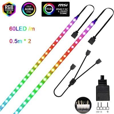 Uplifted Finds Addressable Rainbow WS2812B LED Strip Light 5V waterproof 60 0.5m X2