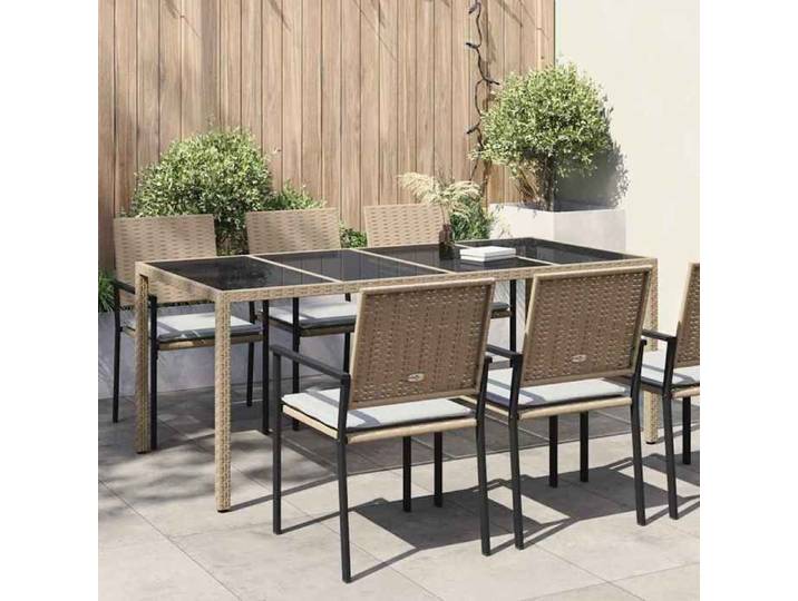 Soldes printemps  Table terrasse - Beige - Table de jardin - 1 PC - Beige 190x90x75 cm polyrotin T229