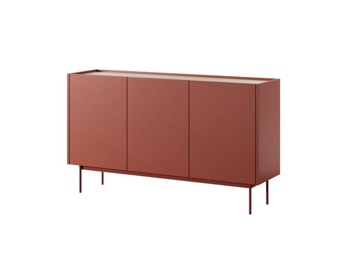 Komodee Sideboard Kelowna Kom1-3D System der leisen Schließung der Fronten, Rot, Metall, 144x83x37 cm, Kleinmöbel, Kommoden, Sideboards