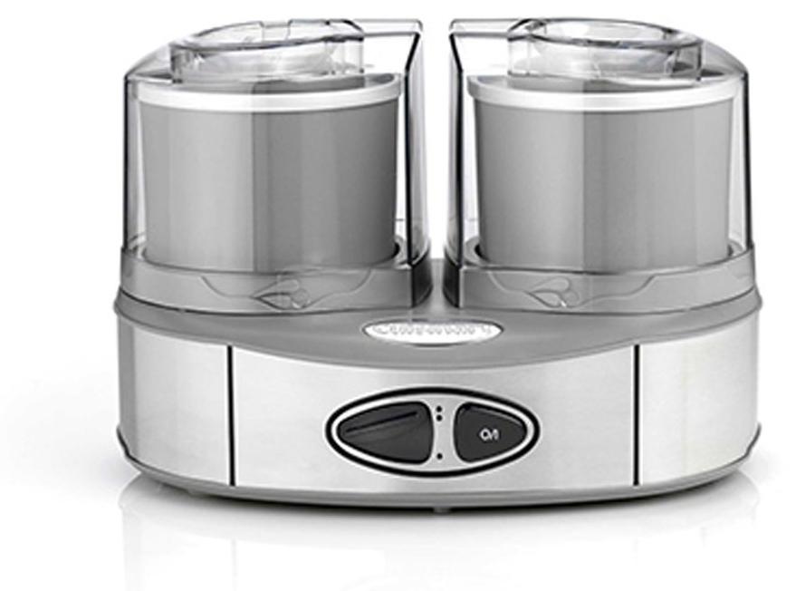 Eisbereiter Eismaschine Eiscreme-Maschine - Doppelpack - 2 x 1 Liter - Mit Kühlelement - Silberfarben