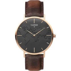 FLACHSMANN - WORLD TRAVELER 4 - brown vintage leather / 41 MM