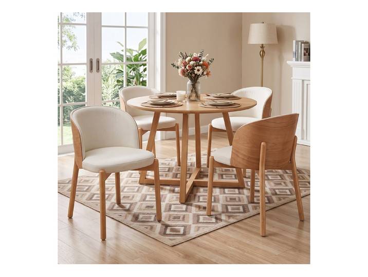 Fine Life Pro Esszimmersessel Esszimmerstuhl Massivholz 4er Natur, 4 Stühle, Naturholz, Esszimmer