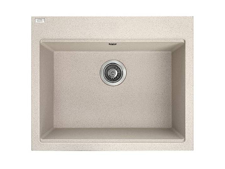 KOLMAN Granitspüle Tau Spülbecken Einzelbecken mit Space Saving Siphon (Beige, 50x60 cm)