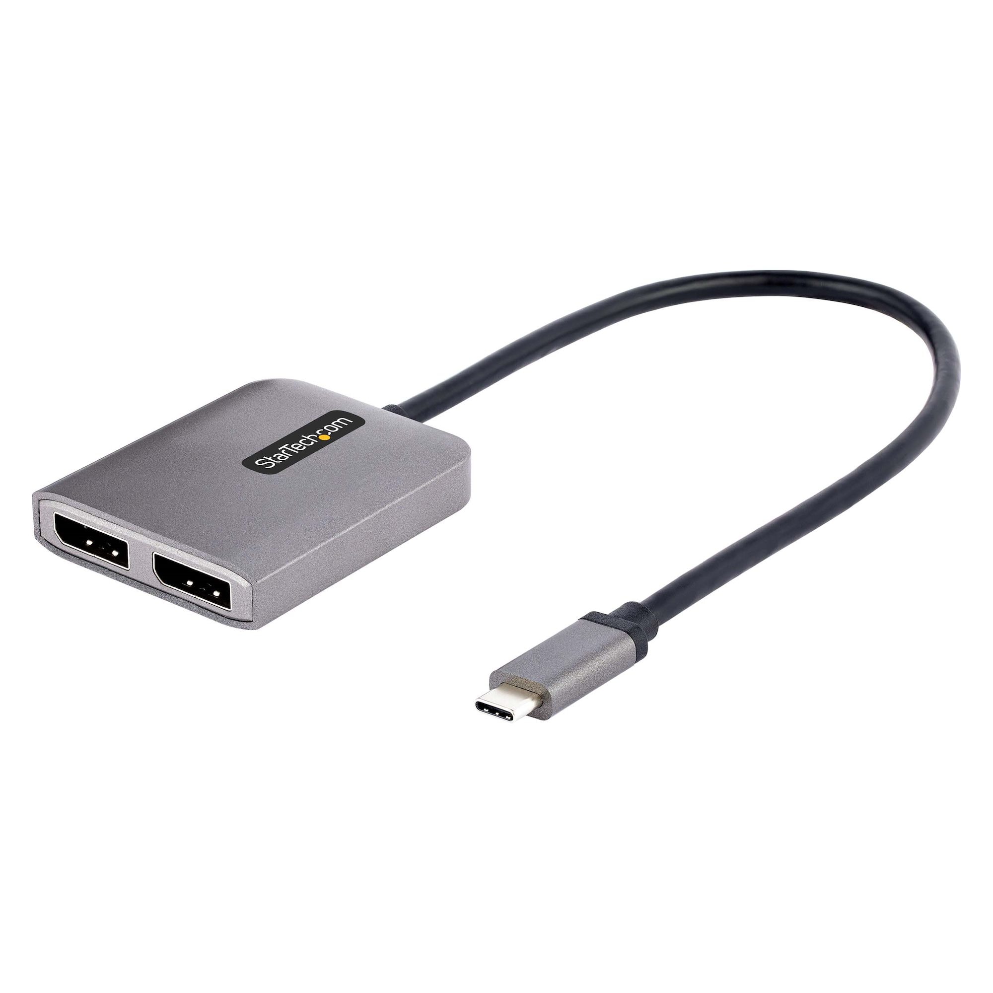 StarTech.com USB-C auf Dual DisplayPort 1.4 Adapter 4K 60Hz integriertes Kabel nur Windows