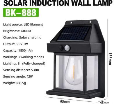 Uplift Treasures Solar Motion Sensor Wall Light Waterproof Outdoor Security Garden Lamp black 1pc