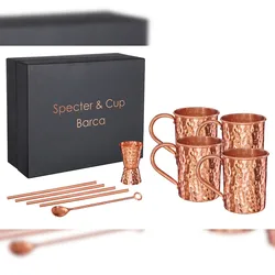 Specter & Cup - Barca - Kupferbecher-Set 400ml - (4er-Set) + Zubehör