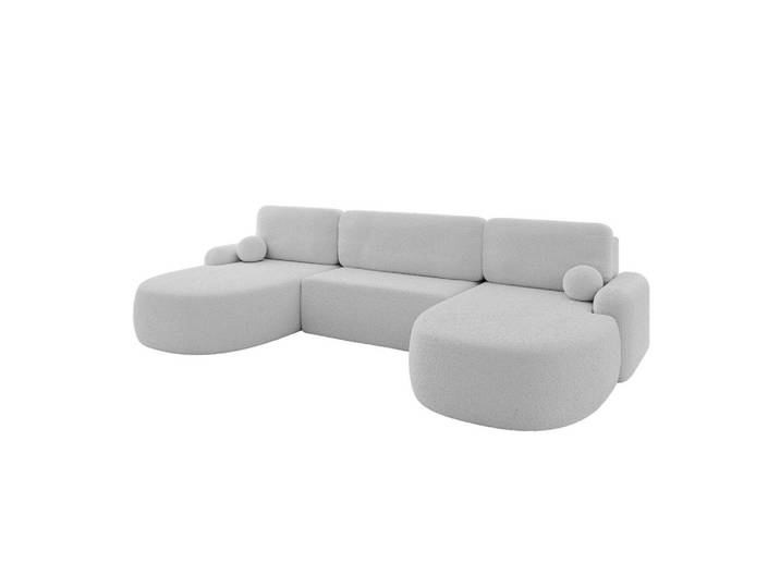 WOHNLANDSCHAFT mit Schlaffunktion und Bettkasten LIRA-U - 335x172x89 Hellgrau