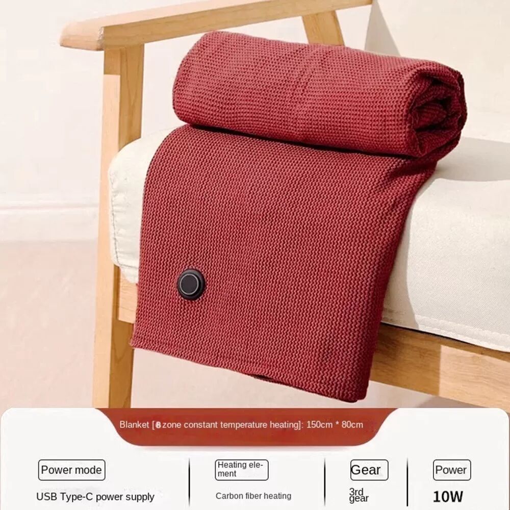 INF Couverture Chauffante - Confort Alimenté par USB Rouge