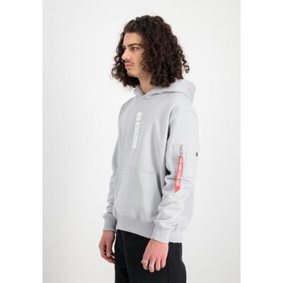 Hoodie ALPHA INDUSTRIES "Alpha Puff Print Hoodie", Herren, Gr. L, grau (pastel grau), Obermaterial: 80% Baumwolle, 20% Polyester, regular fit, Sweatshirts Hoodie