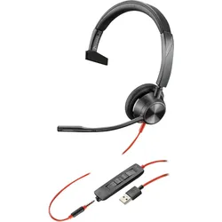 HP Poly Blackwire 3315 USB-A Headset (Kabelgebunden, USB-A), Office Headset, Schwarz