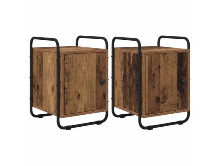 Makastle Nachttisch 2er Set, Beistelltisch Altholz Holzwerkstoff