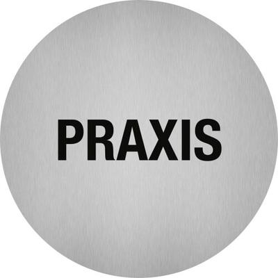 Aufkleber - Piktogramm Praxis, Edelstahl, selbstklebend, Ø 50 mm