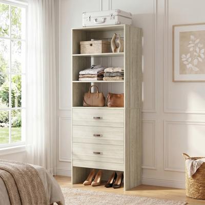 Rackcog Closet Organizer System with Wooden Drawers, Bookcase/kitchen Pantry/ Storage Display Shelves