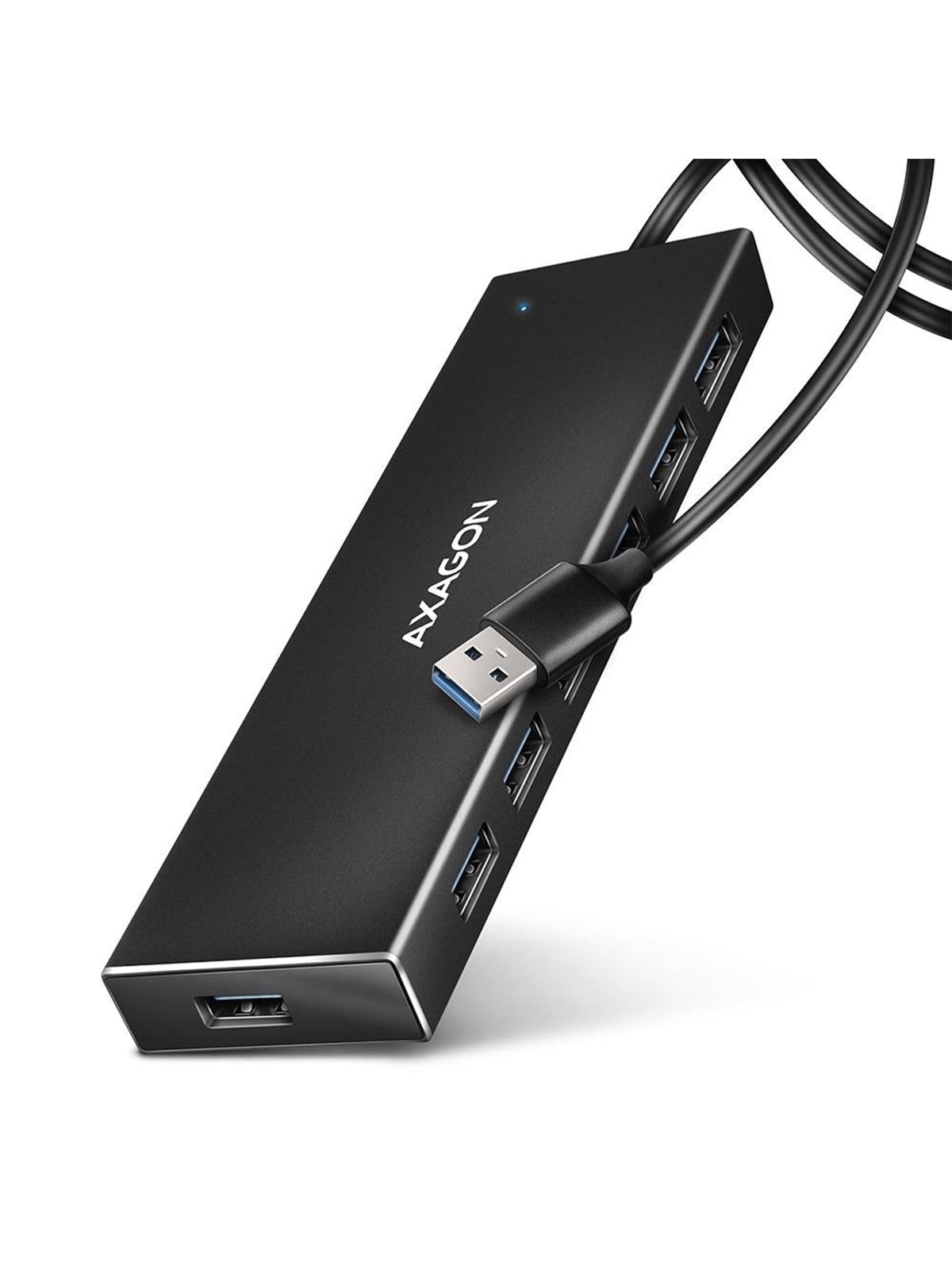 AXAGON SuperSpeed USB-A Flat-Hub mit 1 m Kabel USB-Hubs - USB 3.2 - 7 - Schwarz