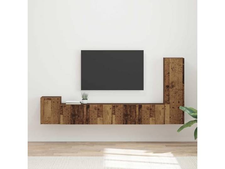 GKMBCVDFR TV-Schrankset 3 STK. Altholz Holzwerkstoff Wandschrank Wandmontage, vorgebohrte Löcher, Stauraum, modernes Design, platzsparend
