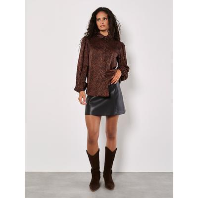 Hemdbluse APRICOT "Apricot Micro Animal Self Stripe Hemd", Damen, Gr. S (36), rot (rust), Obermaterial: 100% Polyester PES., Blusen Hemdbluse