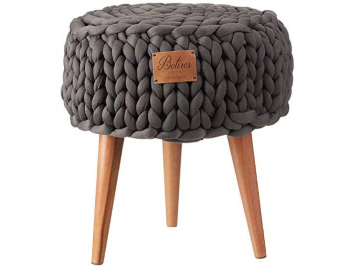 HOME MANIA Homemania Sitzsack, Baumwolle, Polyester, weicher Frottee, Holz, Dunkelgrau, 40 x 40 x 45 cm
