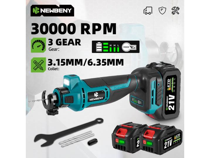 NEWBENY 3 vitesses sans brosse électrique cloisons sèches outil de découpe bois cloisons sèches Sheetrock scie rotative outil électrique pour Makita 18-21V batterie broche