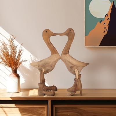 Sagebrook Home "Bamboo, 18"" Love Ducks, Natural, Abstract, 18""H, Solid Color - 15"" x 5"" x 18"""