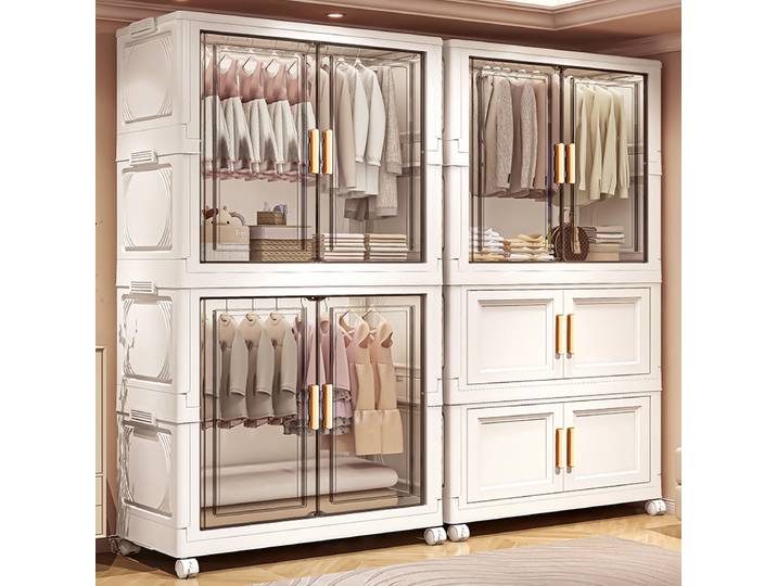 Boîte de rangement en plastique pliable, armoire simple pour la maison, placard de chambre à coucher, armoire de rangement pour jouets, aucune installation requise