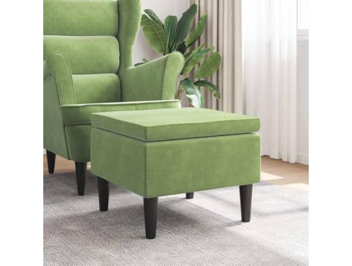 NLQMSU Hocker aus hellgrünem Samt mit Beinen aus Holz Weiche Polsterung, Holzbeine, maximale Belastung 110 kg, Wohnzimmer, Eingang, einfaches Design, kompakte Größe