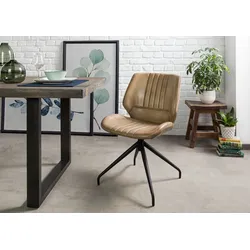 Stuhl Echtleder 51x61x84 beige IRON LABEL #611