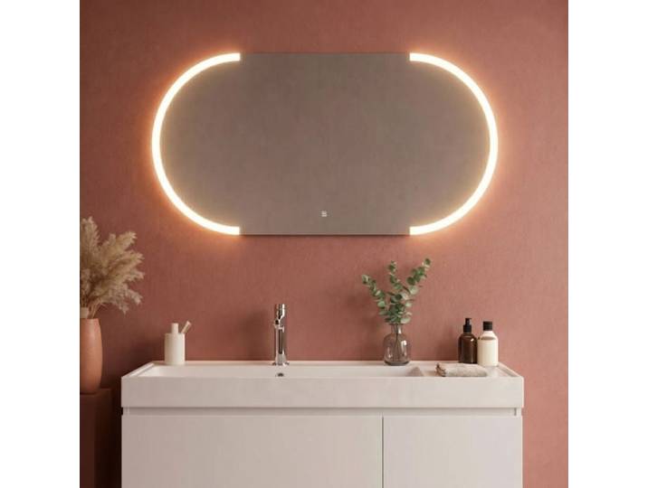Miroir ovale rétroéclairé 120x60 cm avec LED et commande tactile