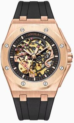 Inspired Finds ONOLA Luxury Automatic Mechanical Watch Waterproof Sports Men's Wristwatch With Luminous Dial rose Black