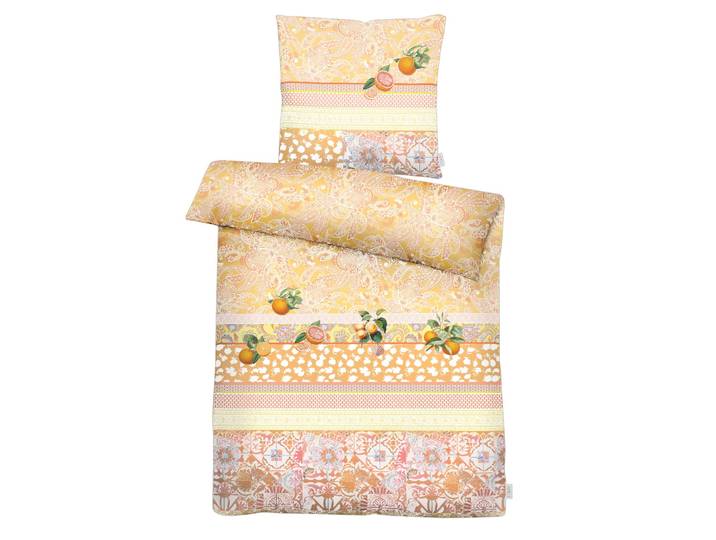 Bettwäsche APELT Aurora , orange, B/L: 135cm x 200cm, 1 Stk., 1 Stk., Satin (Bio-Baumwolle), B/L: 80cm x 80cm, Satin (Bio-Baumwolle), Obermaterial: 100% Baumwolle, Bettwäsche, Bettwäsche, Paisley Design mit Streifen und Orangen