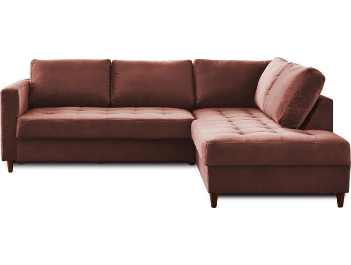 Lisa Design Anna - canapé d'angle droit - 5 places - convertible - en velours \, Rose