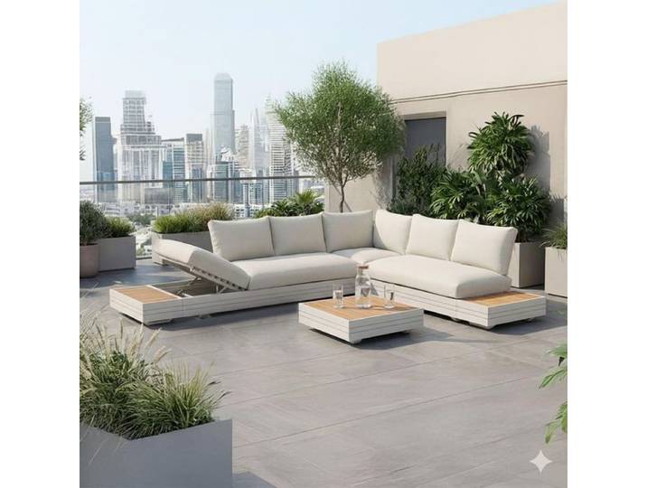 Zebra Cubo Neo Ecklounge inkl. Loungetische Aluminium/Sunproof Taupe Sand