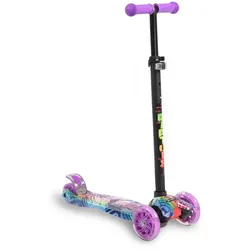 Byox Kinderroller Rapture, Aluminium Scooter mit LED-Rädern, Wassertransferdruck lila
