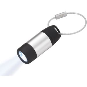 TROIKA Schlüsselanhänger Eco Charge TOR40/SI, Metall, mit Taschenlampe, schwarz, silber, 1 Stück