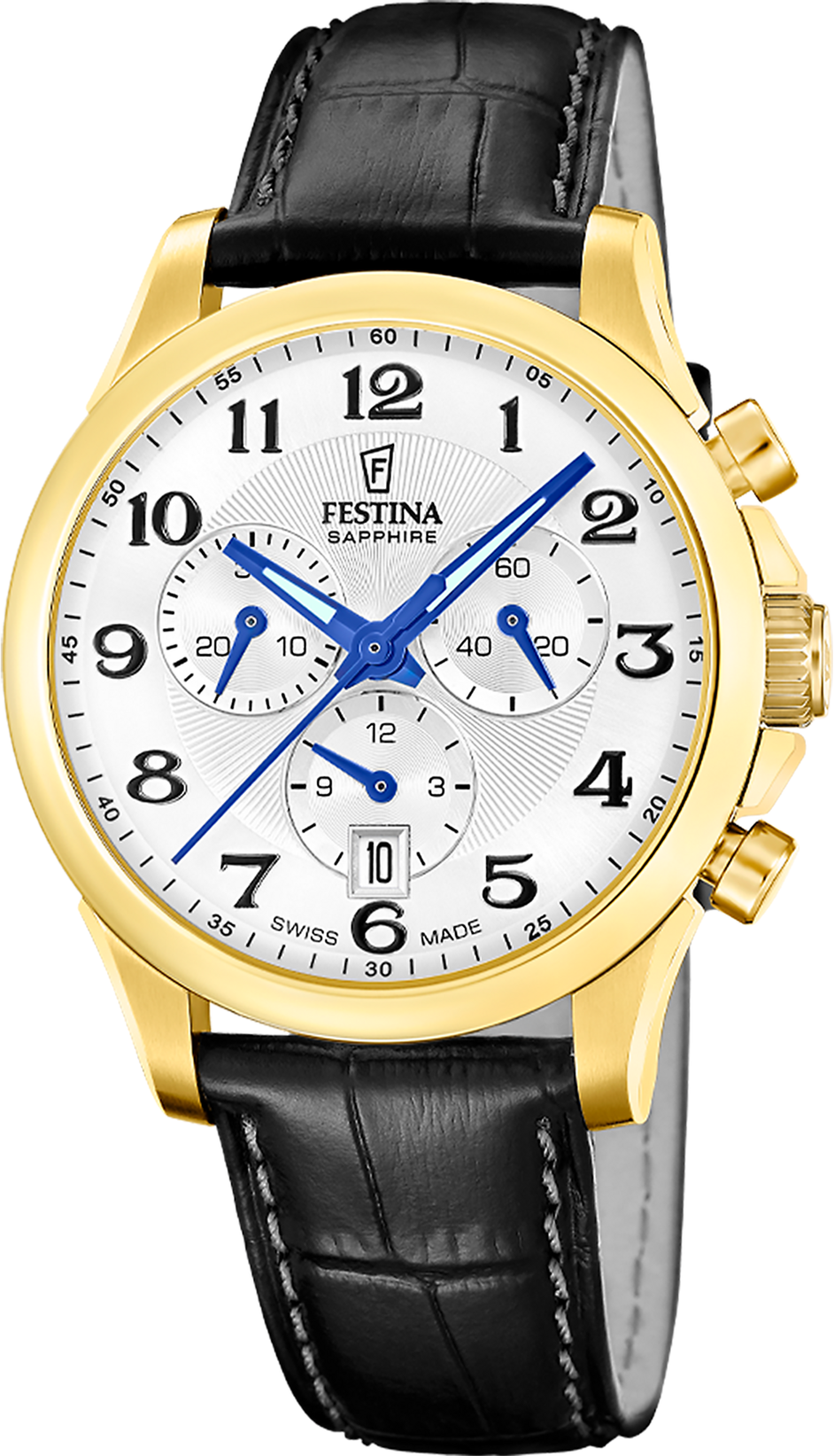 Chronograph FESTINA "Limited Edition", schwarz, Armbanduhren, Herren, Chronograph, Quarzuhr, Armbanduhr, Herrenuhr, Swiss Made, Lederarmband, analog, Tag