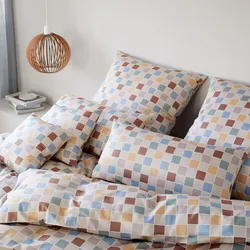 elegante Interlock Jersey Bettwäsche Scrabble 160x210 cm + 65x100 cm | natur - beige