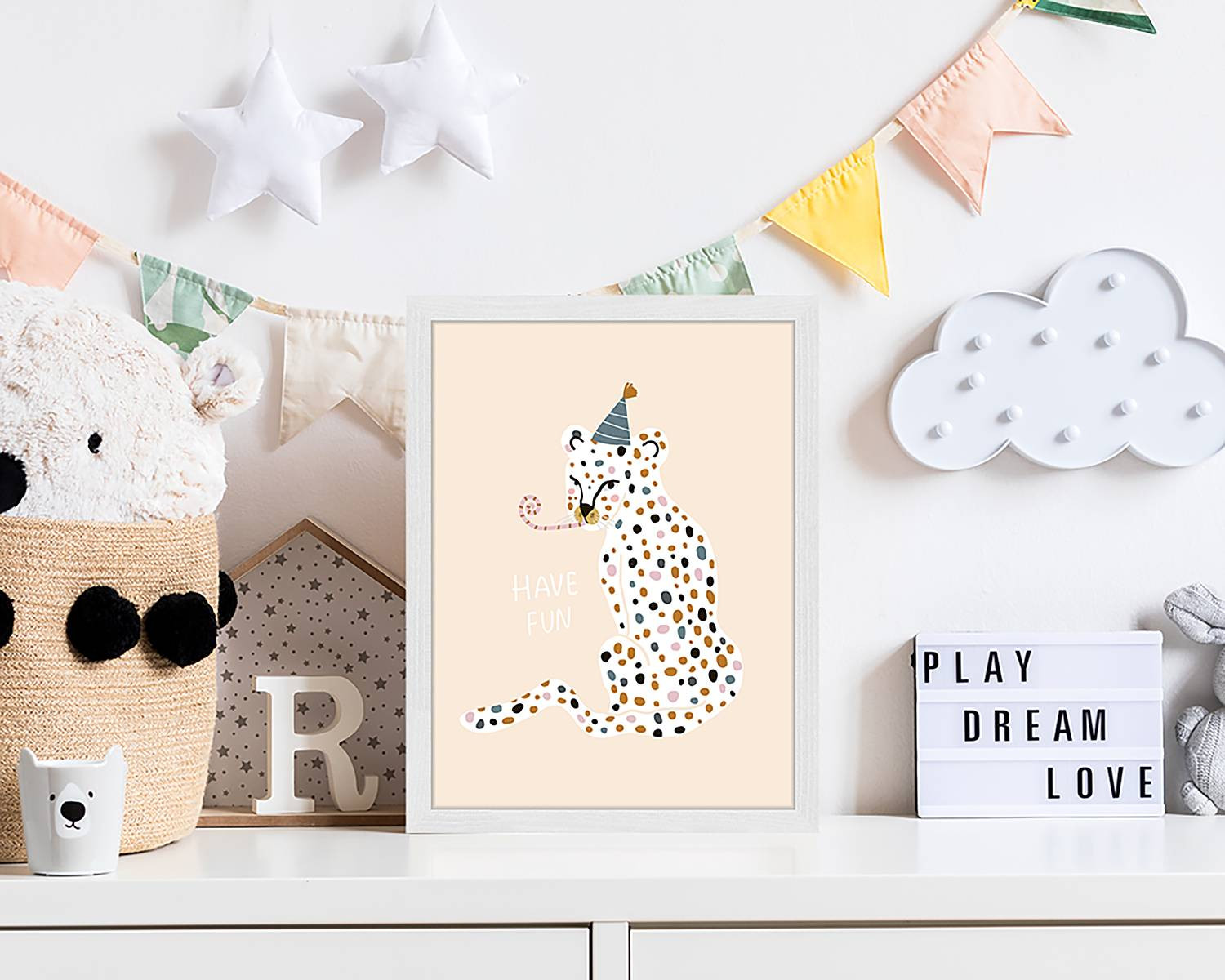 home24 Have Fun illustratie met dierenprint, meerdere kleuren, 33 x 43 cm