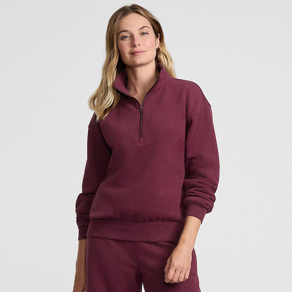 Serious Sweats Pullover mit Reißverschluss, Damen, size: regular, Rot, Baumwoll-Mischung/Polyester-Mischung, by Lands' End