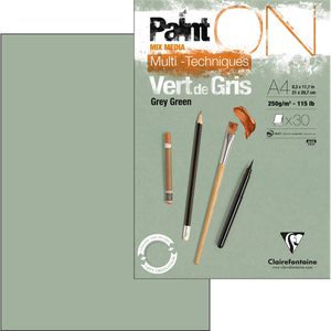 Clairefontaine Zeichenblock PaintON 975705C, A4, 250 g/m², grüngrau, geleimt, 30 Blatt