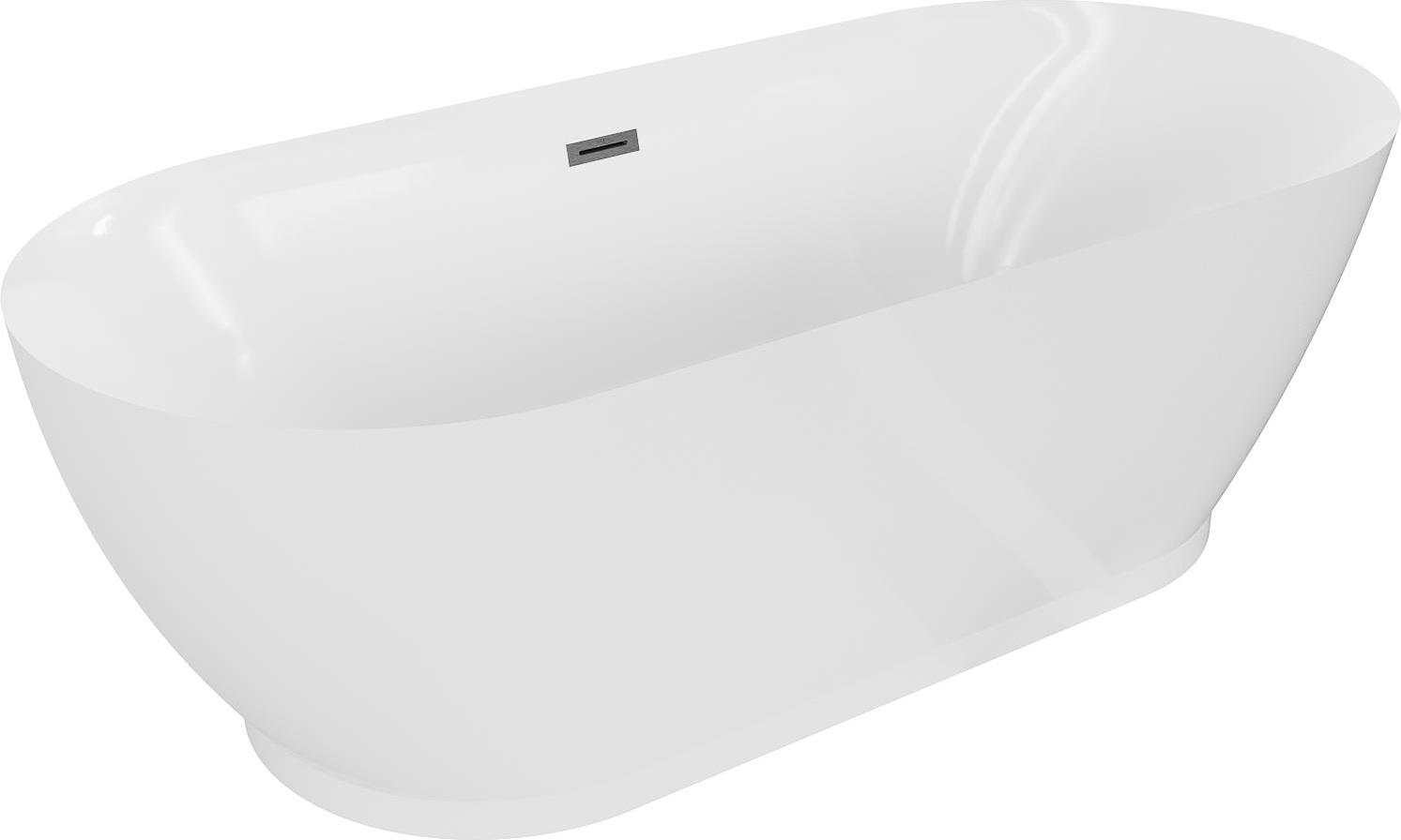 Mexen Roxy freistehende Badewanne 180 x 85 cm, weiß, Abfluss gun gray gebürstet - 51201808500-66