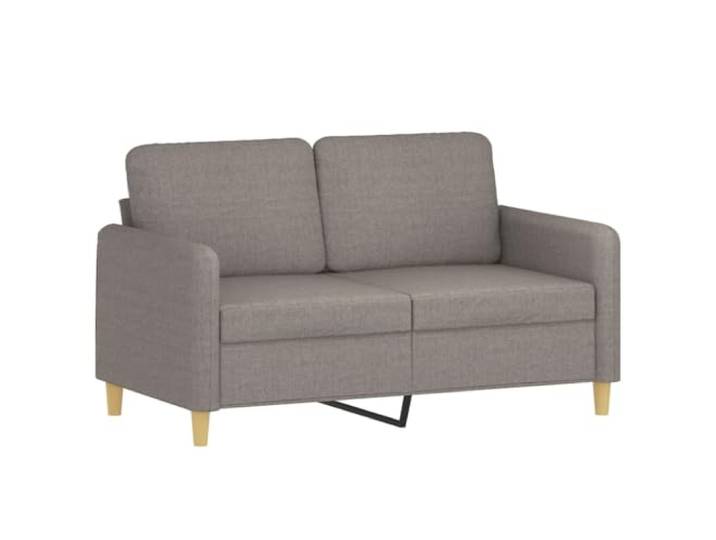KTHLBRH Set 2 Sofas 2-Sitzer mit Fußhocker, Taupe Stoff 100 % Polyester, Gestell aus Metall, 4 Kissen inklusive, Schaumstoff