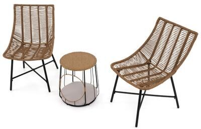 Costway 3 Piece Outdoor Furniture Set with Pet Housefor Patio Yard-Brown