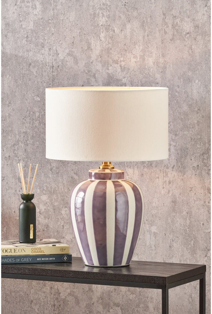 Brayden Studio Ceramic Table Lamp Purple 46cm H X 30cm W X 30cm D