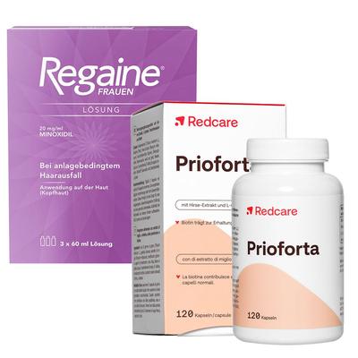 Regaine Frauen Lösung 2% & Prioforta RedCare Sparset für die Haare 1 St Set