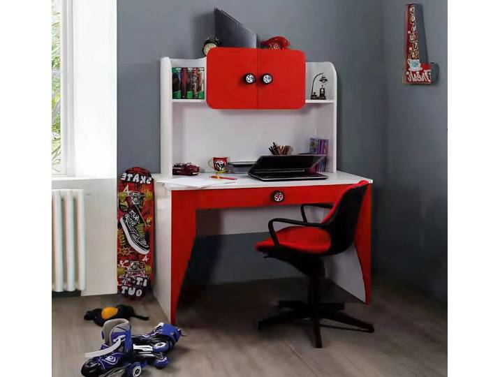 Xlmoebel Kinderschreibtisch Moderner Designer-Schreibtisch mit Regalen in Weiß und Holzoptik (Kinderschreibtisch, Schreibtisch), Hergestellt in Europa