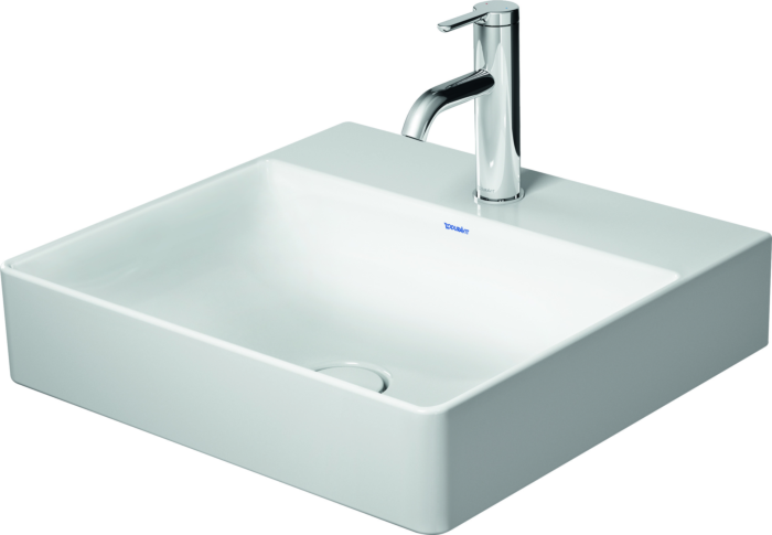 Duravit DuraSquare Möbel-Waschtisch geschliffen 2353500014 50x47cm, ohne Überlauf, mit Hahnlochbank, 2 Hahnlöcher, weiß