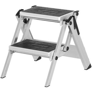Hymer Klapptritt 606002, aus Aluminium, einseitig begehbare Klapptreppe, mit 2 Stufen